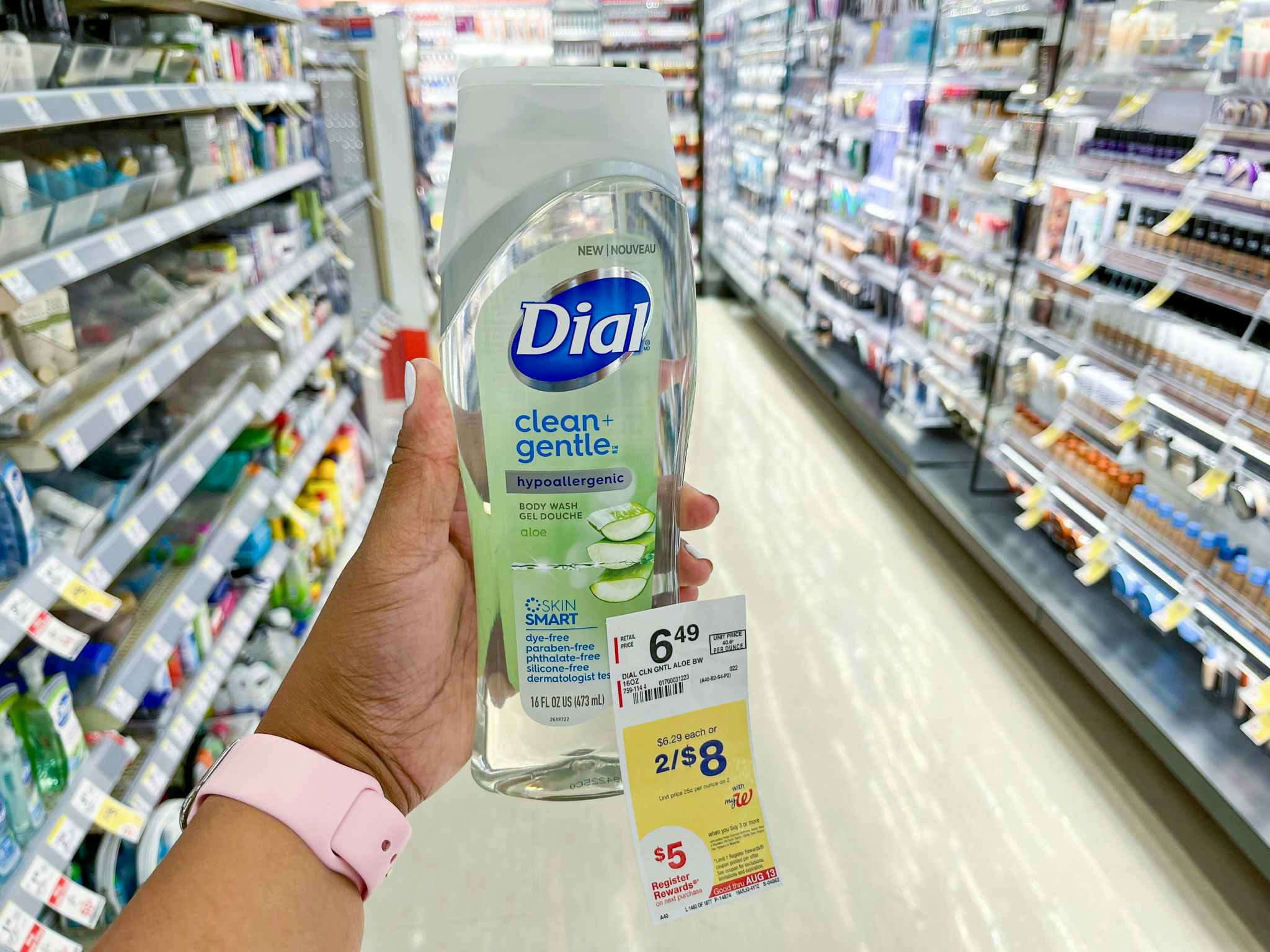 hand holding Dial body wash