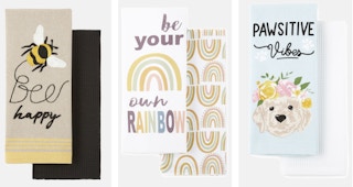 collage of kitchen towel sets