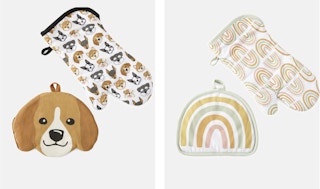 collage of oven mitt sets