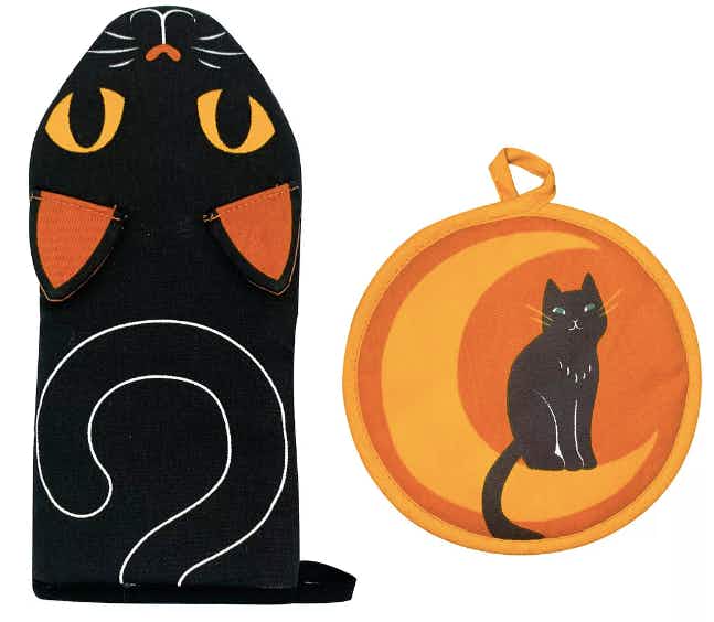 Celebrate Together Halloween Black Cat Oven Mitt & Pot Holder Set