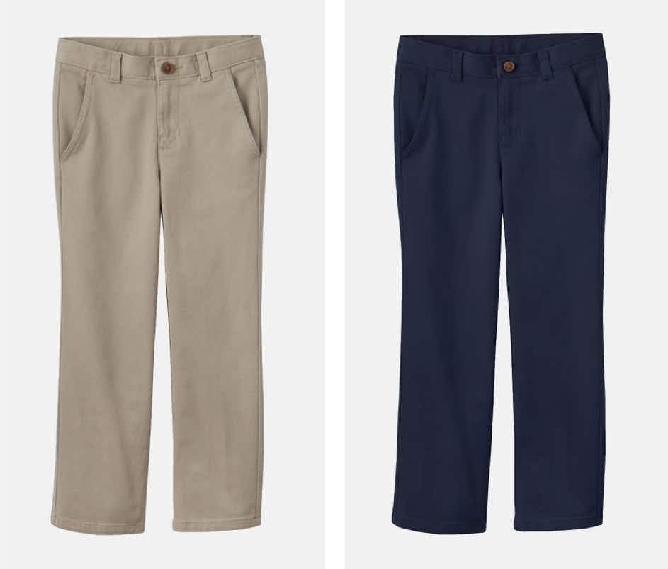 Chaps Kids' School Uniform Flat Front Twill Pants in Size 4 or 5