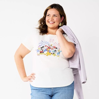 Disney's Mickey & Minnie Mouse Women's Plus Size Fireworks Graphic Tee by Celebrate Together