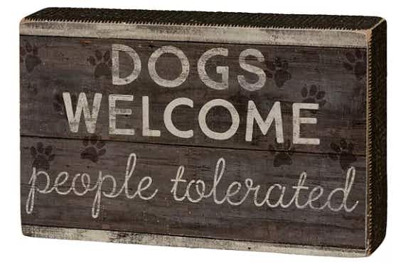 Dogs Welcome Box Sign Wall Art By Kathy