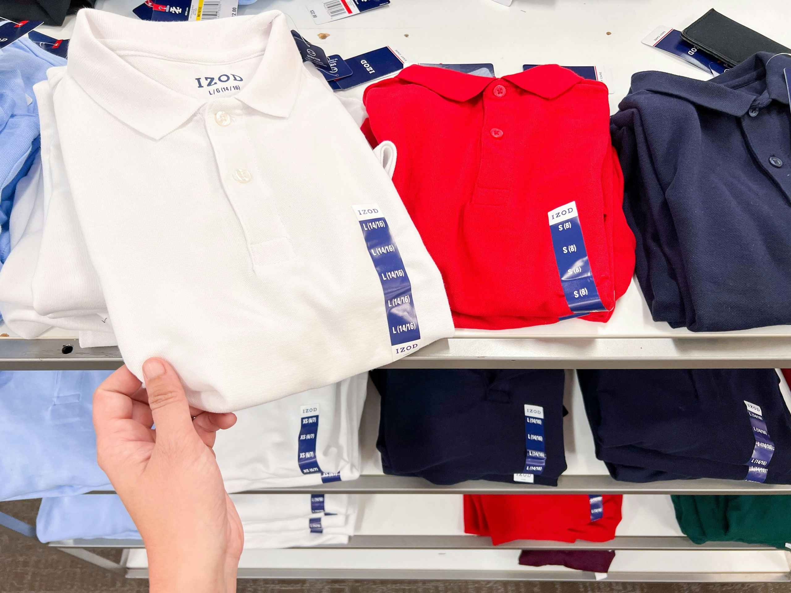 izod polos on shelf