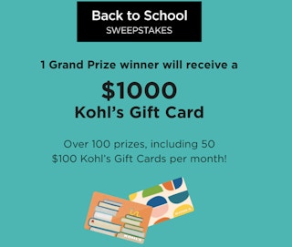 kohls sweepstakes screen shot image 2022