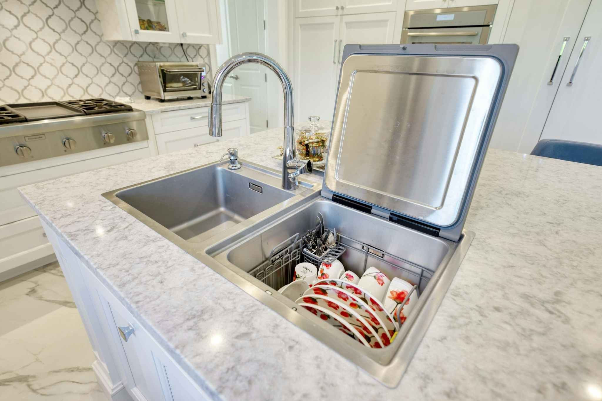 A Fotile sink & dishwasher combination in someone's kitchen