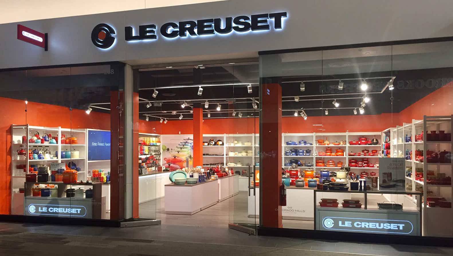 Le Creuset storefront entrance in mall