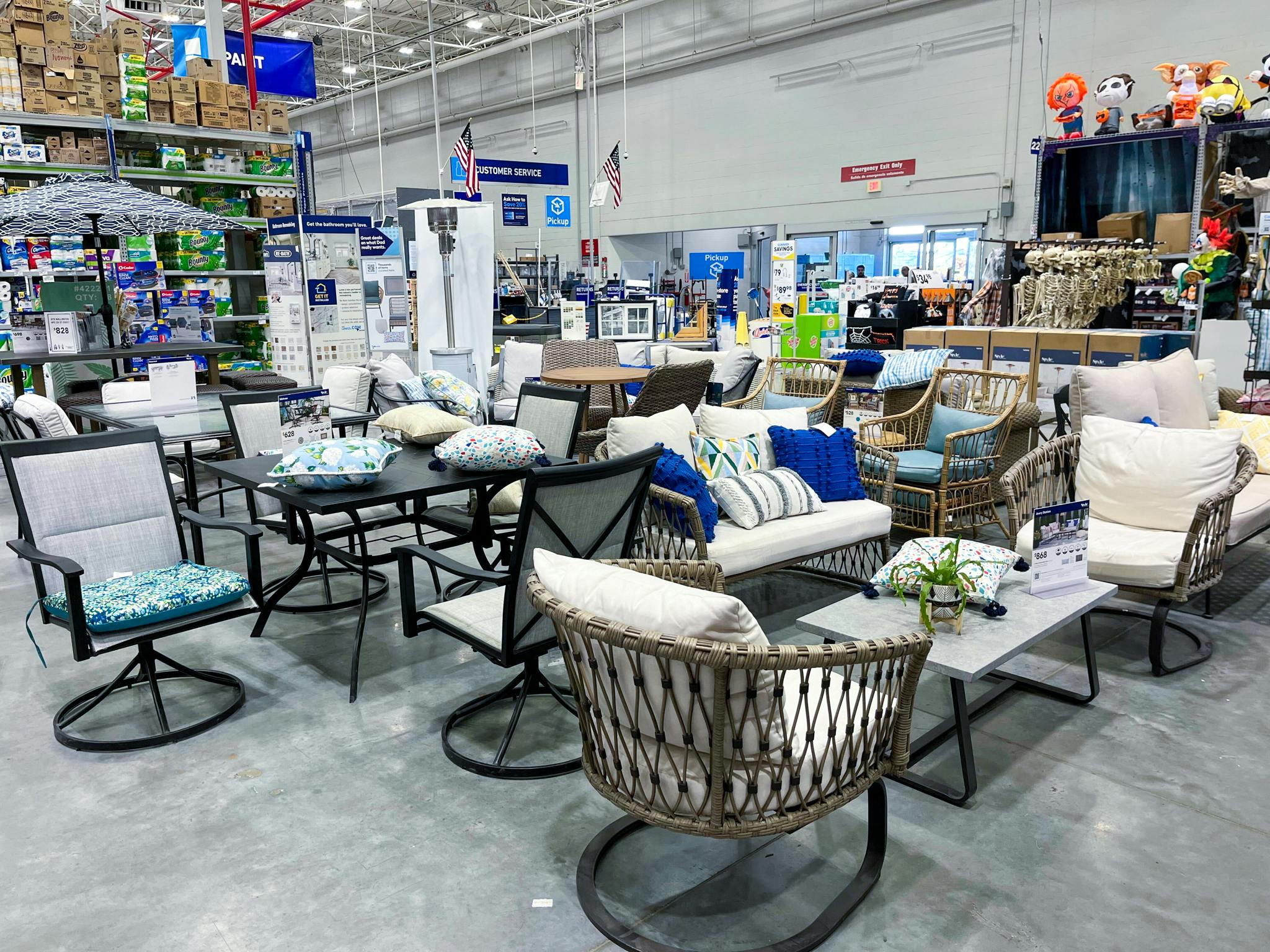 Patio furniture on display at Lowe's