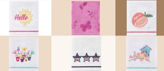 collage of six different martha stewart embroidered towels