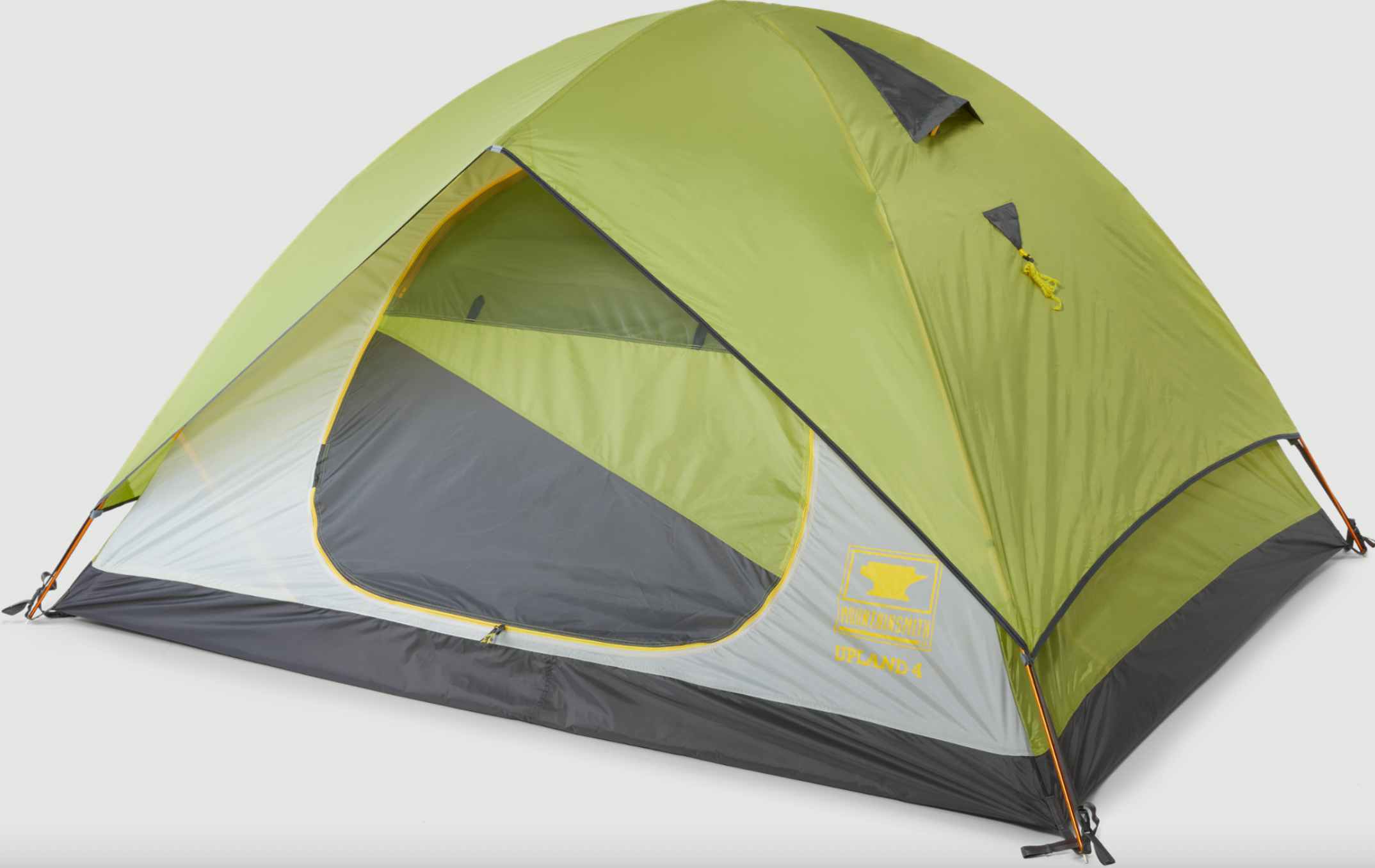a green and grey four person tent