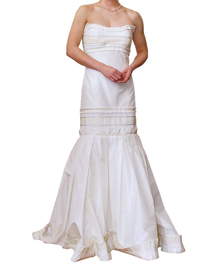 Nearly Newlywed Carolina Herrera strapless wedding dress model
