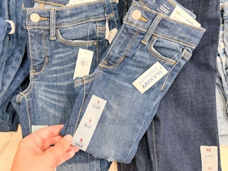 jeans on shelf in store at old navy