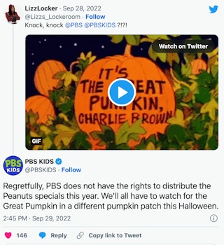 PBS tweets about Charlie Brown special
