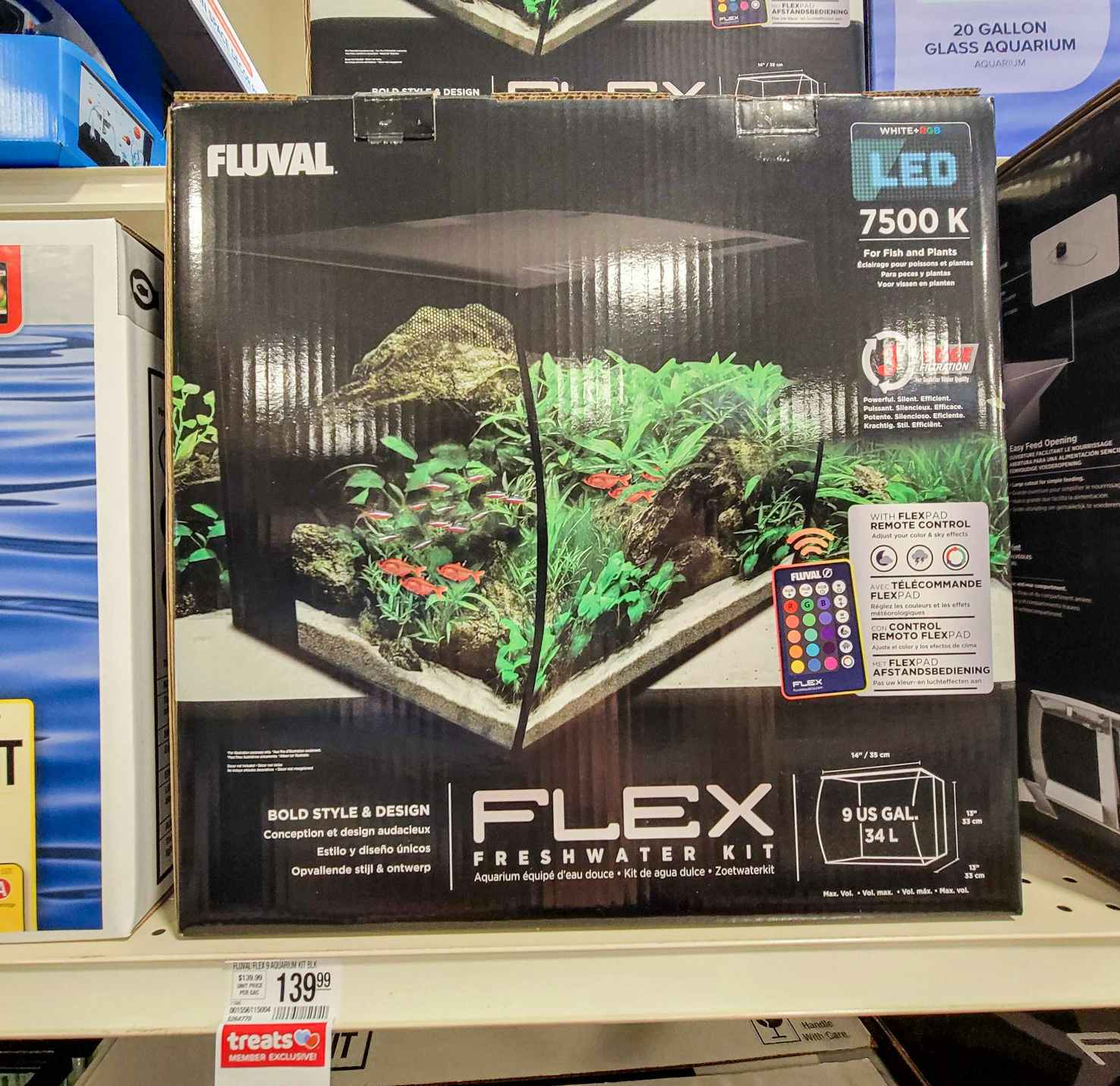 a fresh water aquarium kit in a box on the shelf