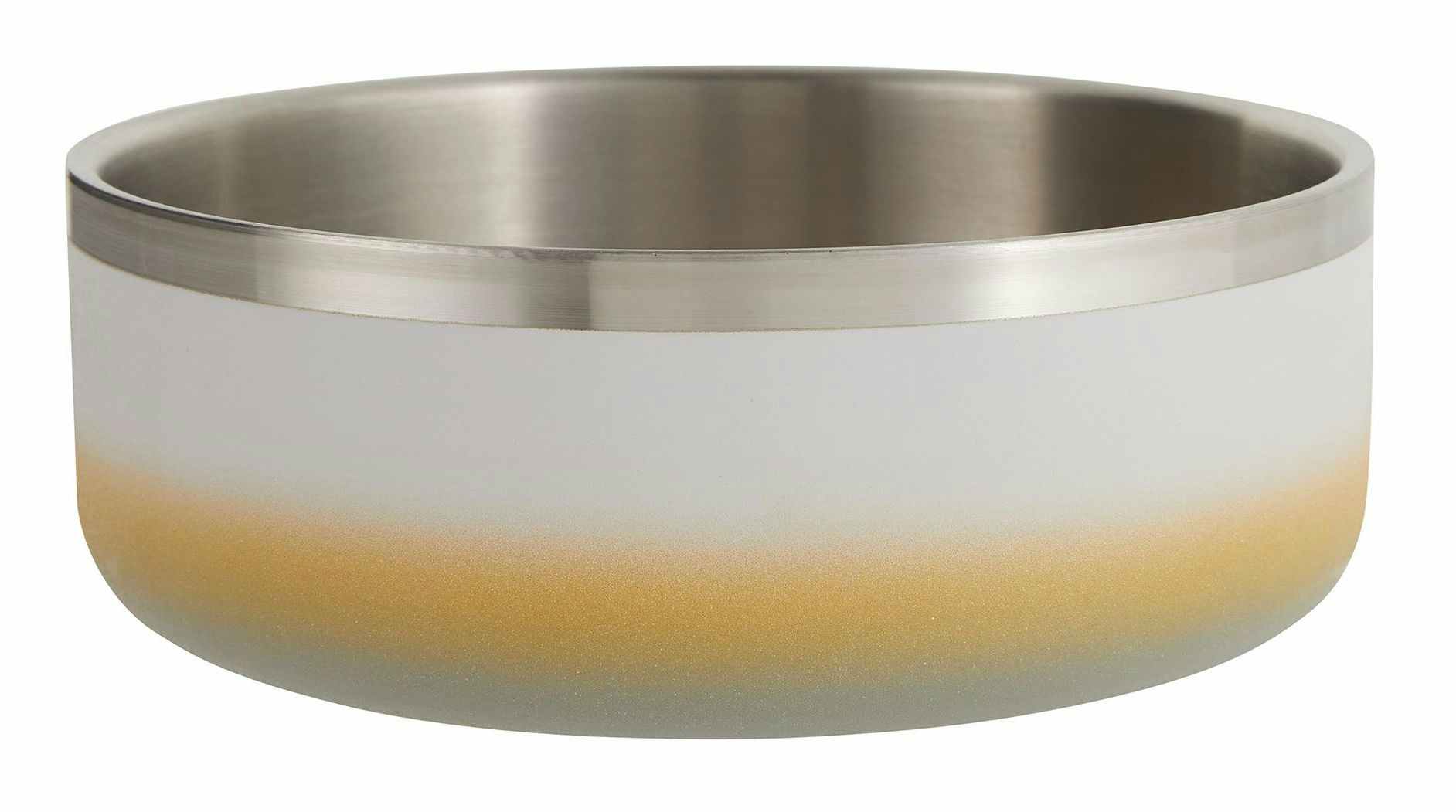 ombre white and yellow dog food bowl