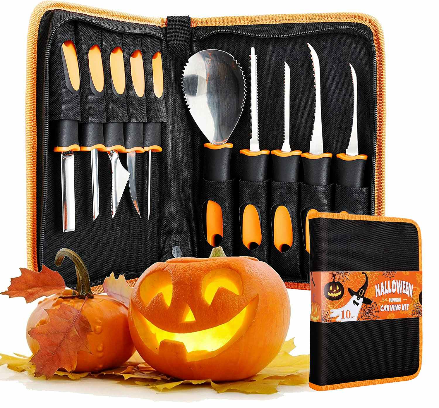 best pumpkin carving kit - A HOOJO Halloween Pumpkin Carving Tool Kit on a white background