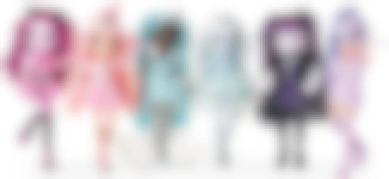 stock image of six rainbow high dolls