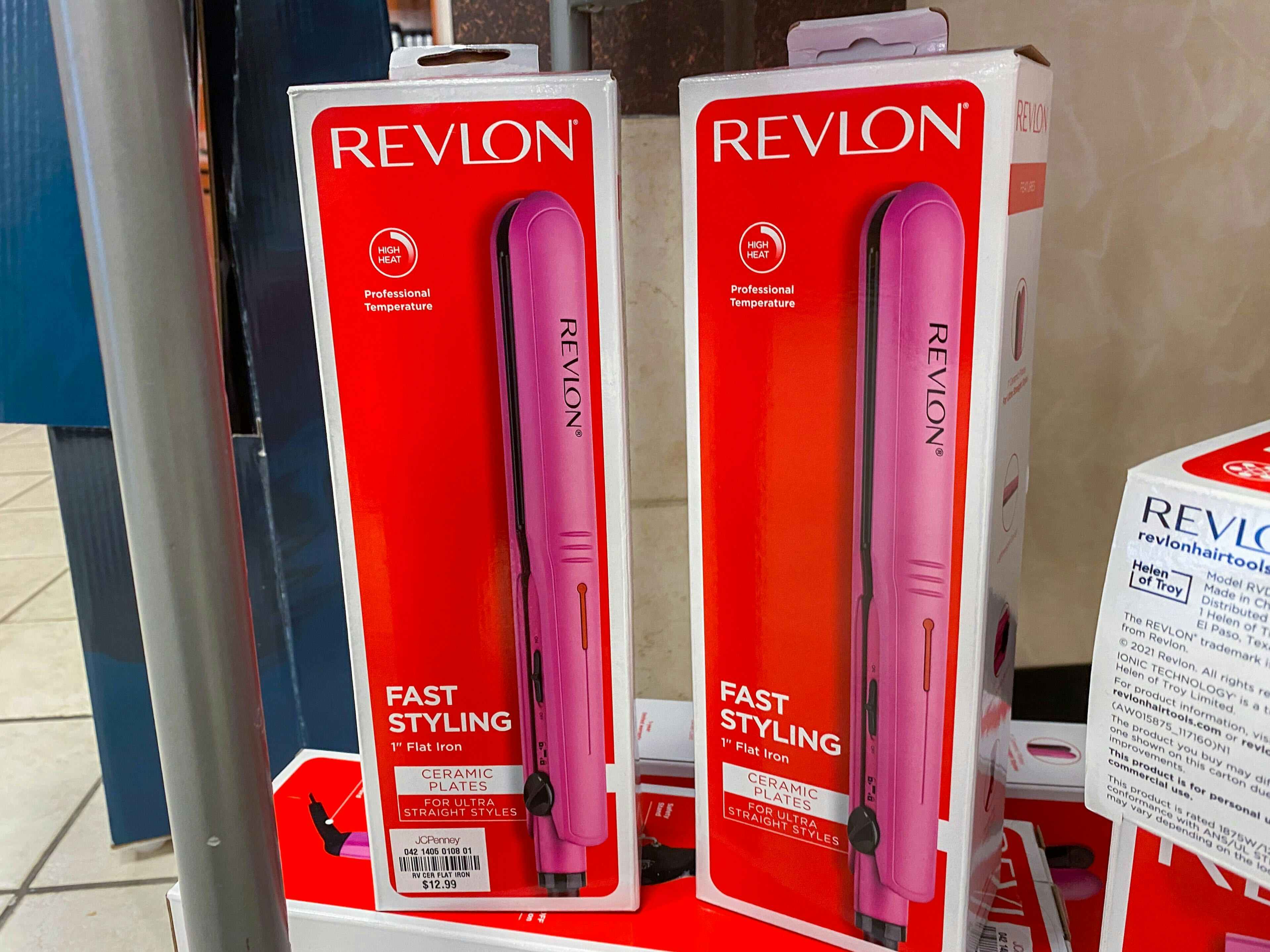 revlon flat irons next to each other in the box