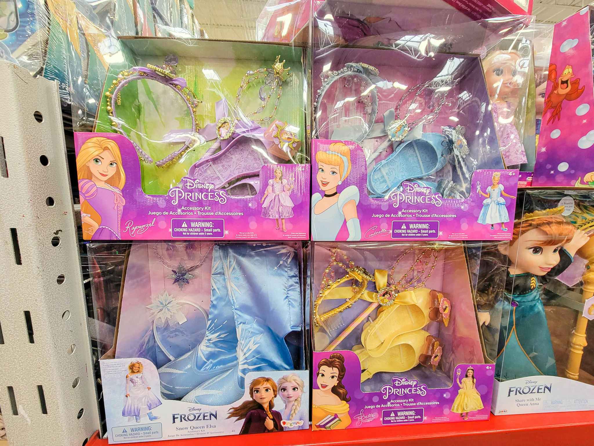 disney princess accessory kits with tiaras, shoes, jewelry, etc