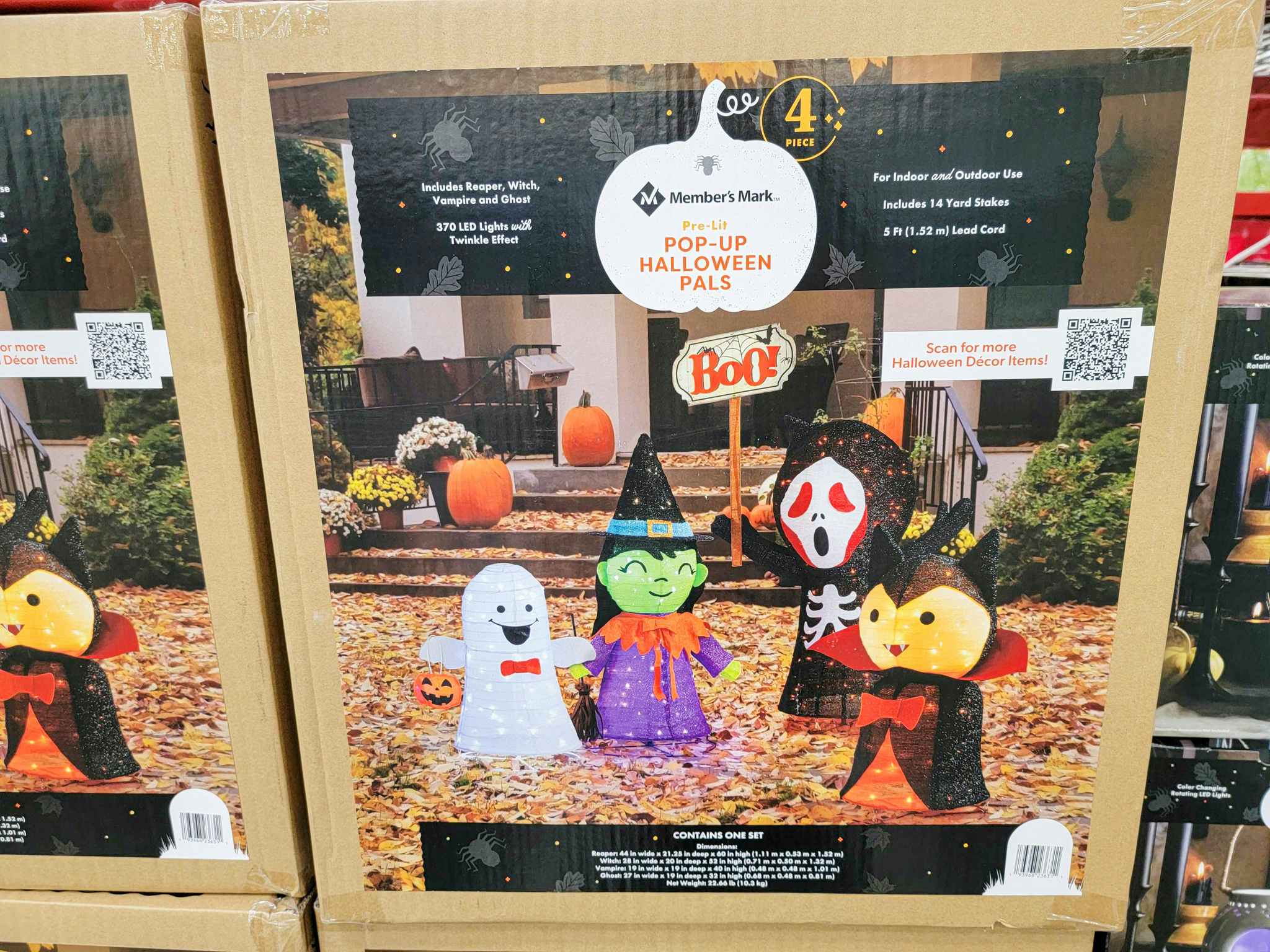 box with halloween pals: ghost, witch, bat, characters