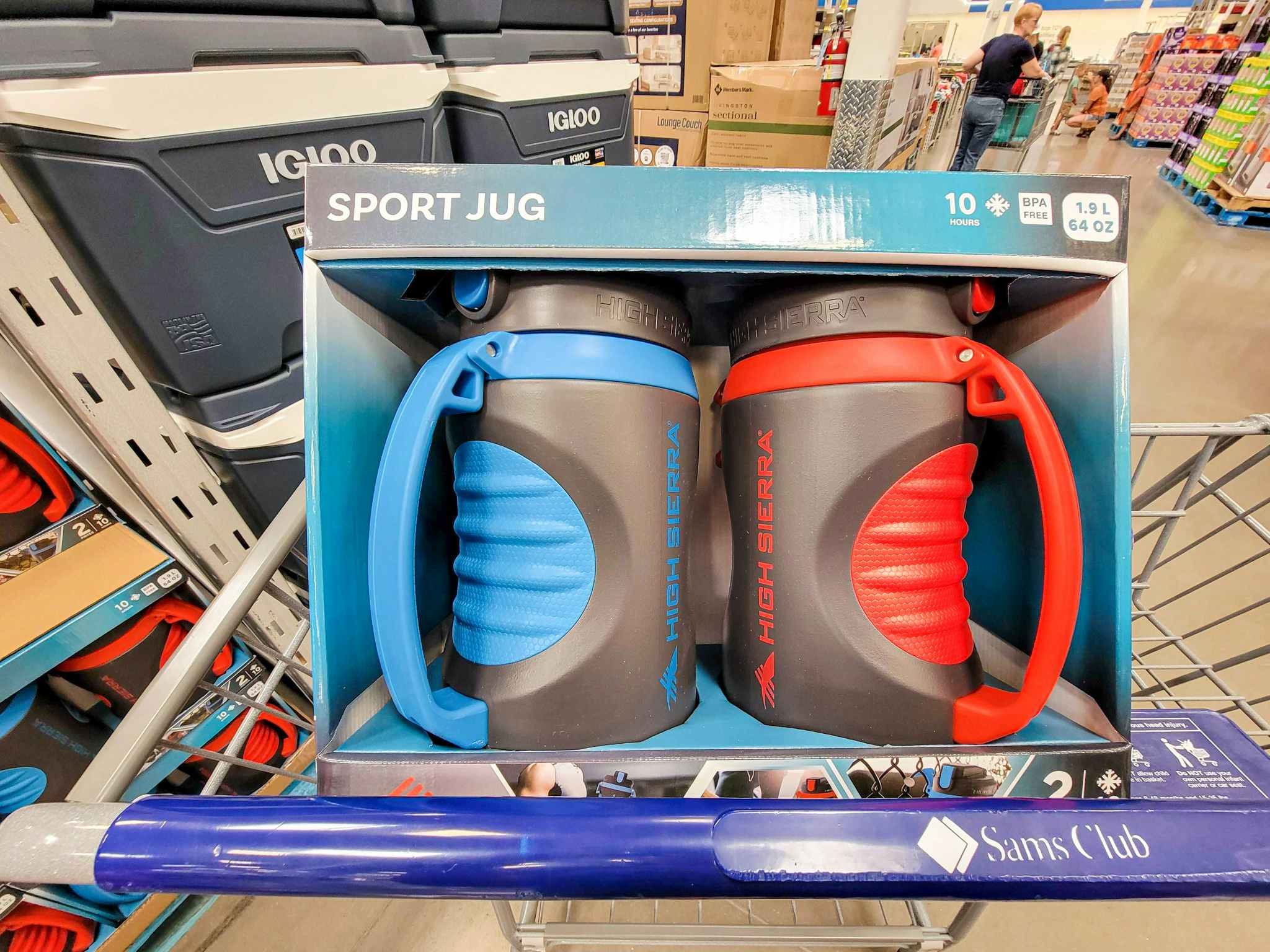 a set of 2 larger sport jugs in a cart