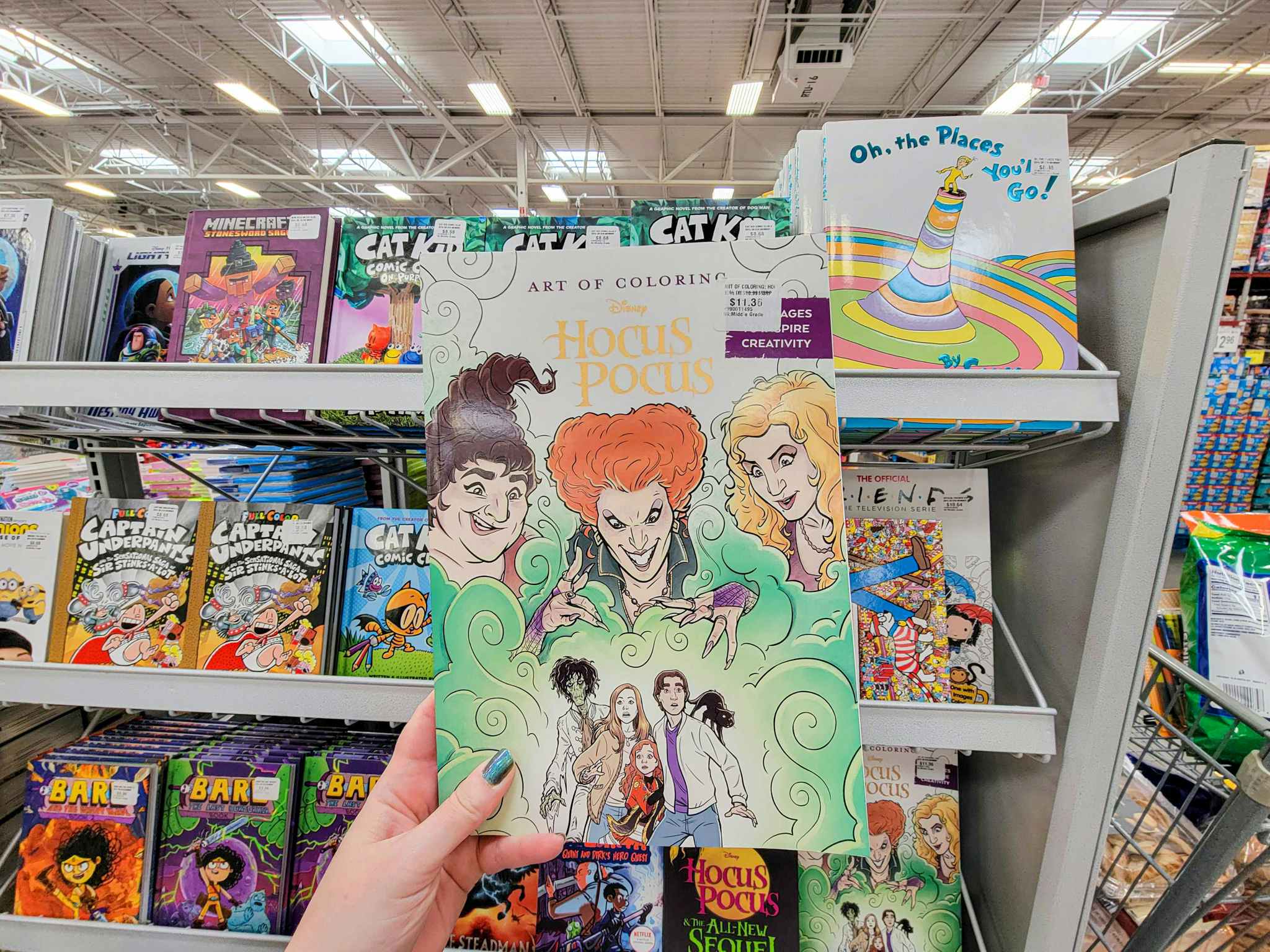 hand holding a hocus pocus adult coloring book
