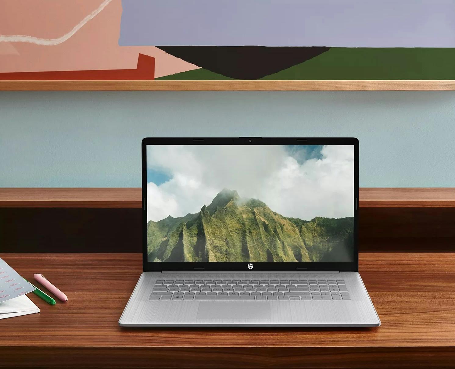 hp laptop on a desk