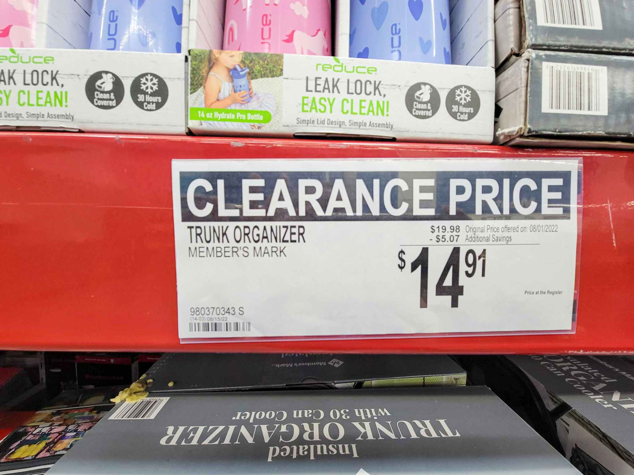 clearance sign for $14.91 insulated trunk organizers