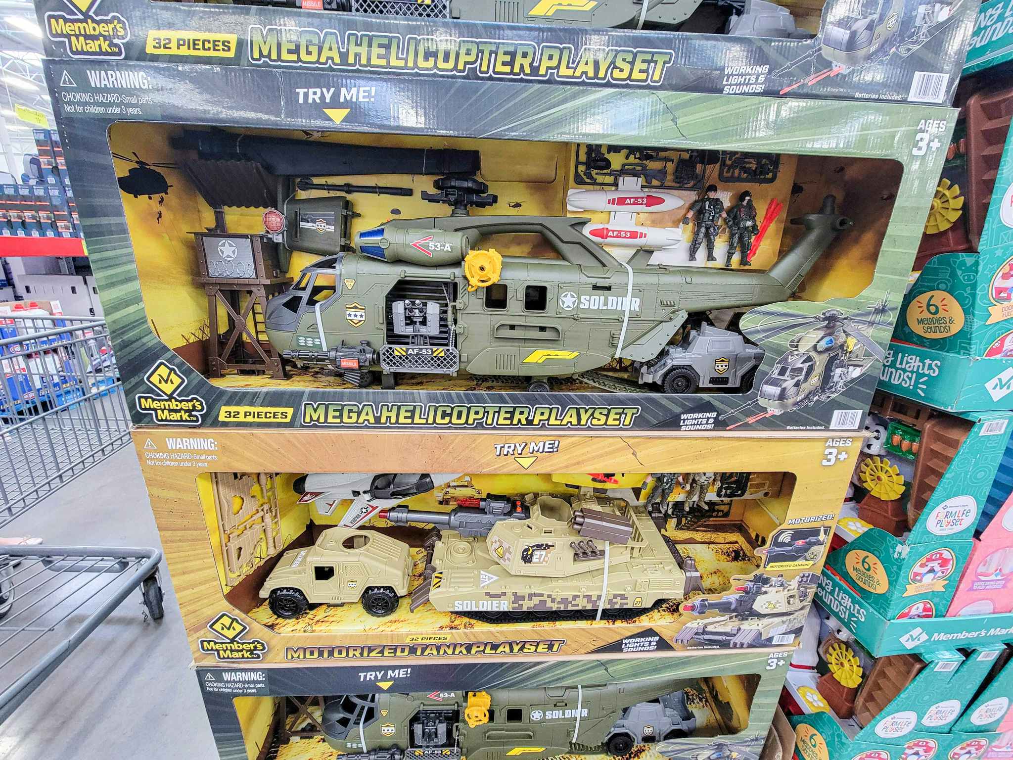 army themed playsets for kids including helicopters, trucks, tanks, and planes