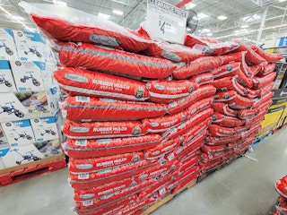 large bags of red rubber mulch