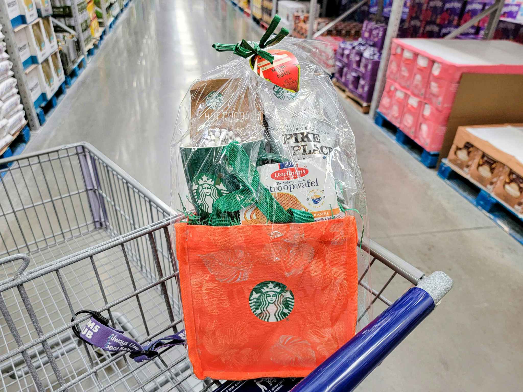 starbucks falling for coffee gift set in a cart