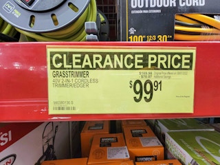 clearance sign for a worx weed eater for 99.91