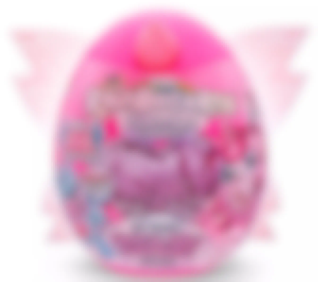 a pink rainbowcorn fairycorn surprise toy in a pink egg with wings