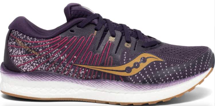 purple black and gold running shoes