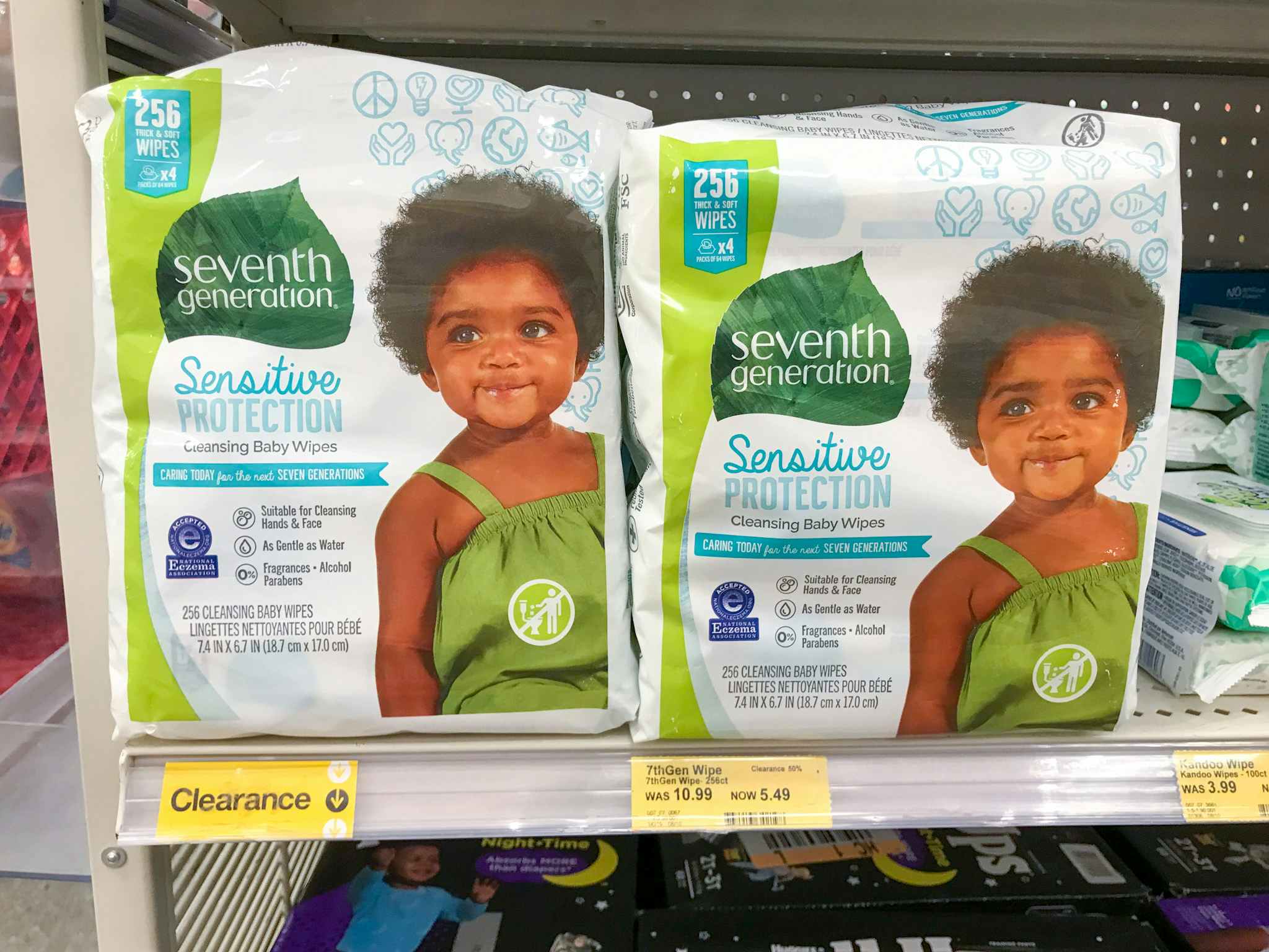 seventh generation free & clear baby wipes on a target shelf