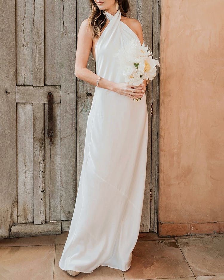 Show Me Your Mumu Jasmine Halter wedding dress model