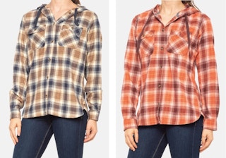Carhartt Relaxed Fit Flannel Hooded Plaid Shirt Long Sleeve