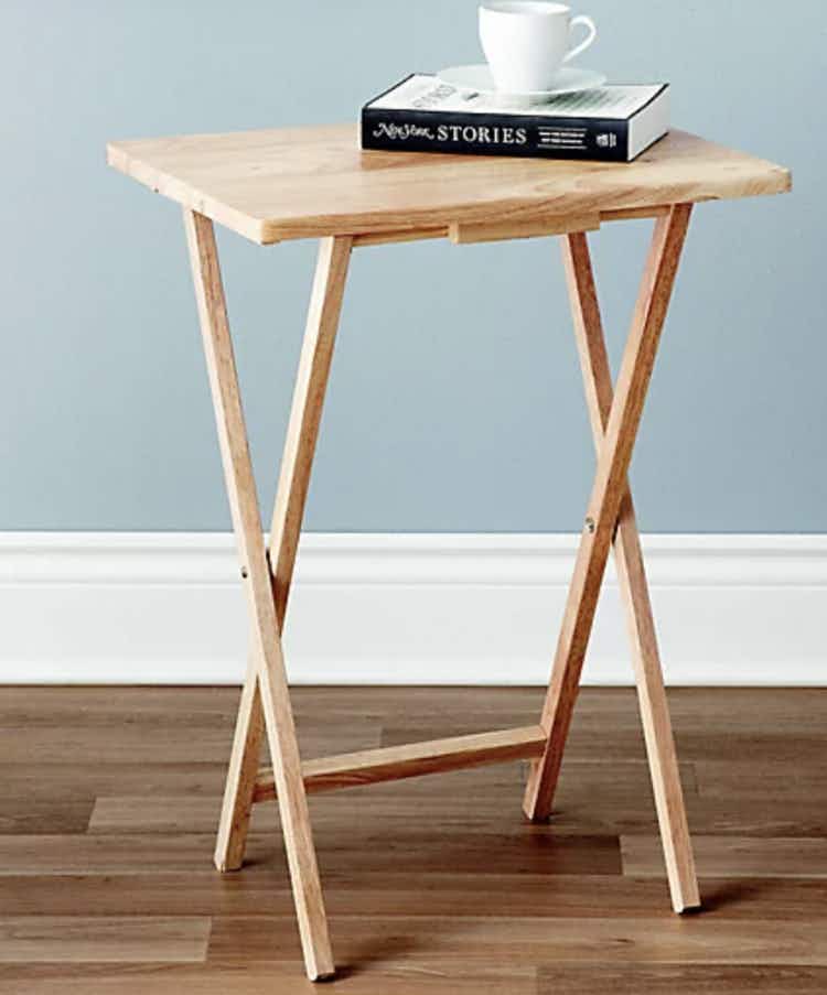 a square wood snack table