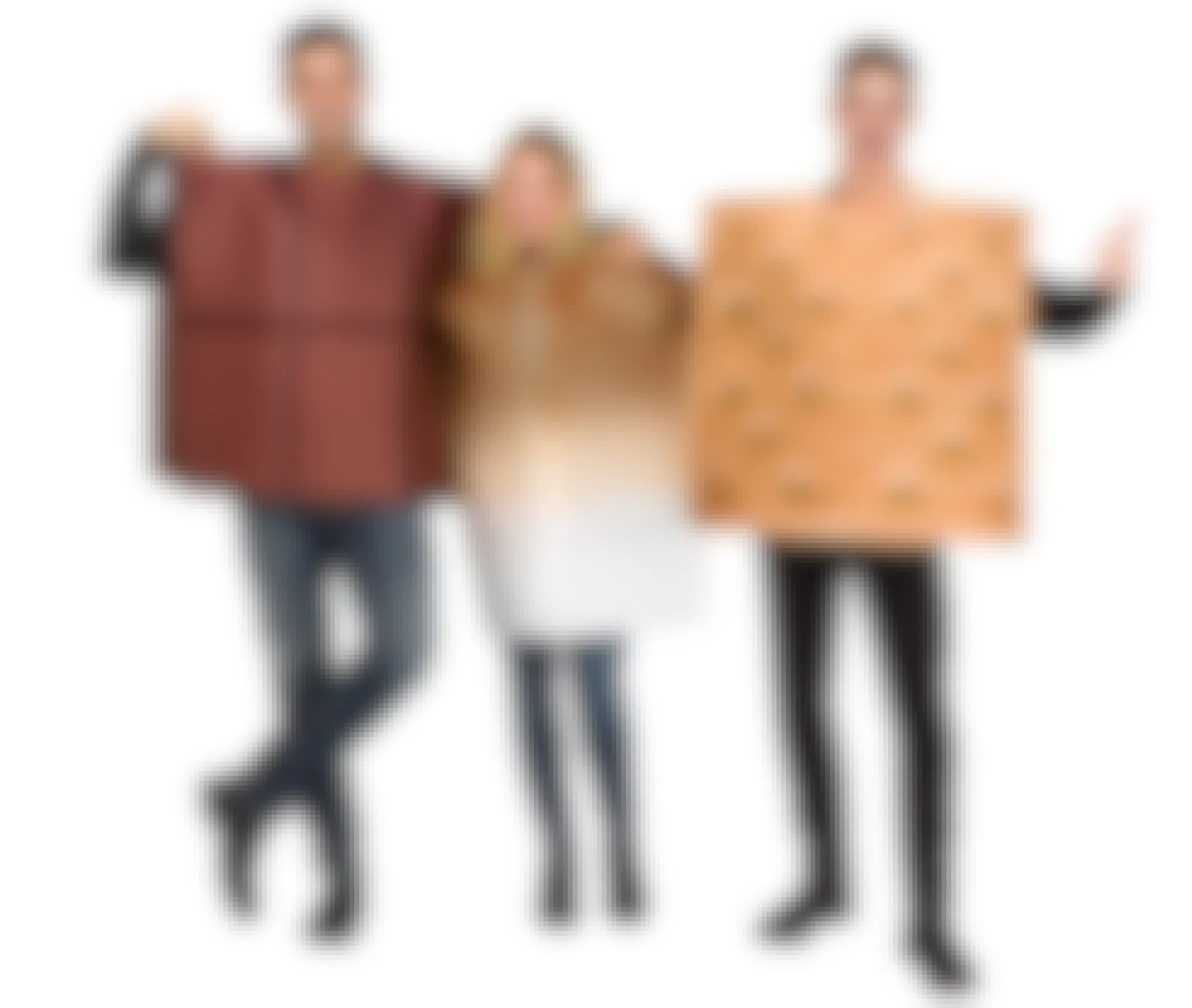 adults dressed as chocolate marshmallow and graham cracker s'mores Halloween costumes