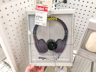 black heyday wireless headphones with with the sale price tag showing