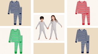 collage of toddler striped pajamas