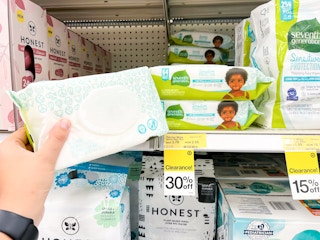hand holding seventh generation wipes at target