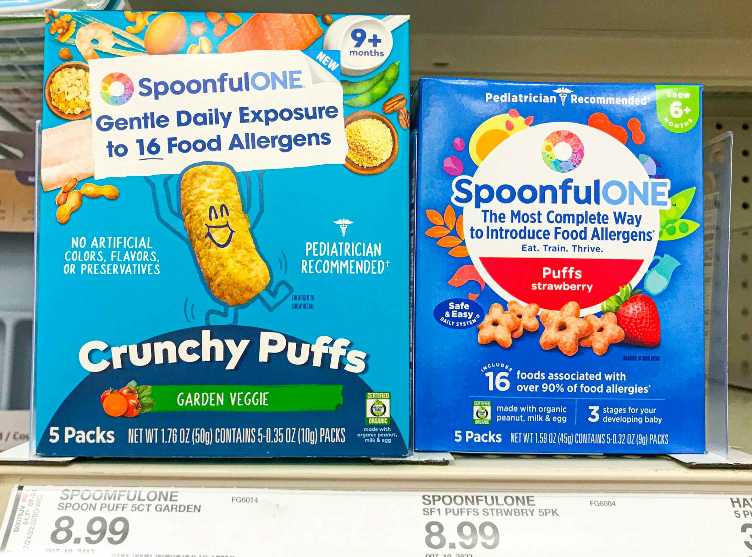 SpoonfulONE baby snacks on Target shelf