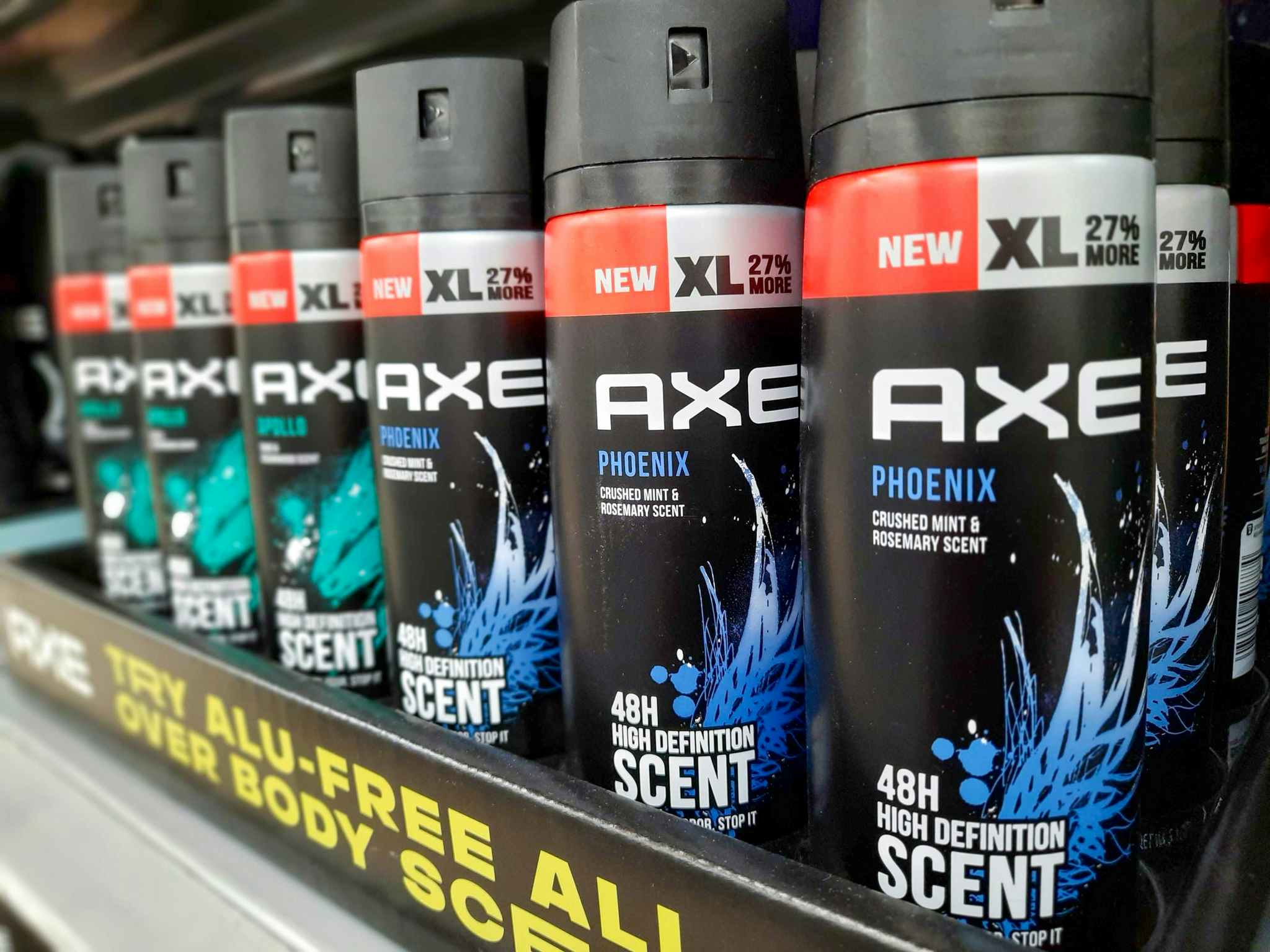 Axe Deodorant Body Spray products on display at Walmart