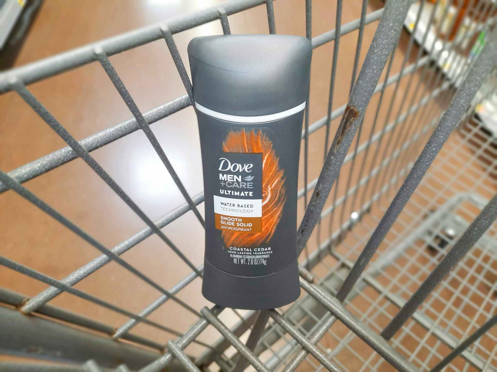 One Dove Men+Care Ultimate Deodorant product in Walmart shopping cart