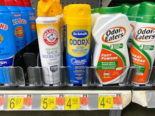 Dr Scholl's Odor-X Spray Powder on shelf at Walmart