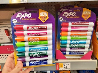 hand holding 8 pack of expo markers at walmart