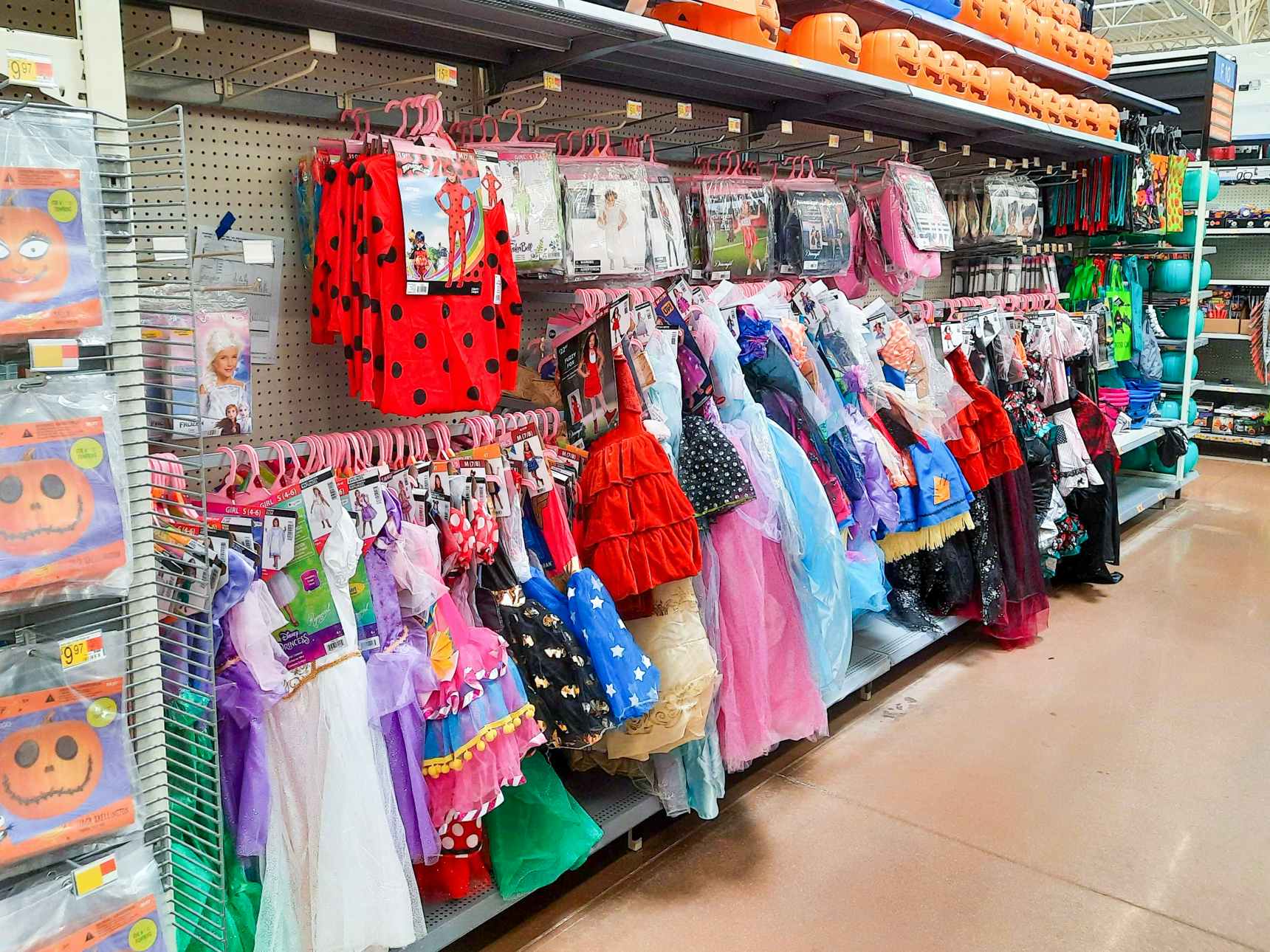 Halloween costumes on display at Walmart
