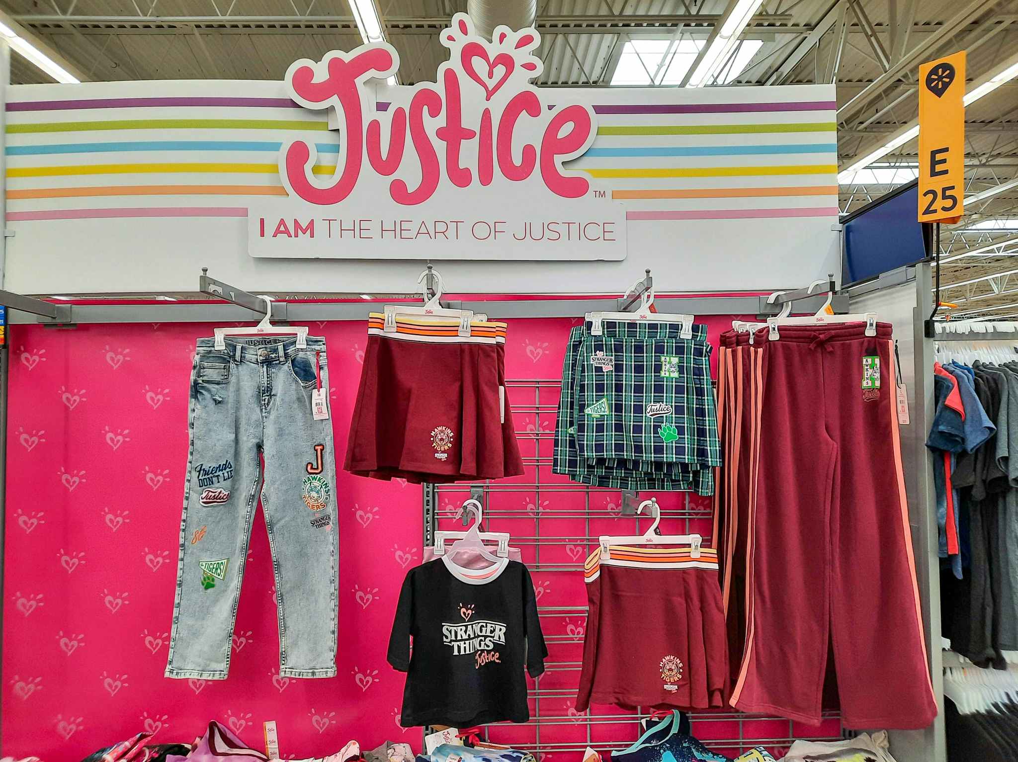 justice stranger things collection on display at walmart