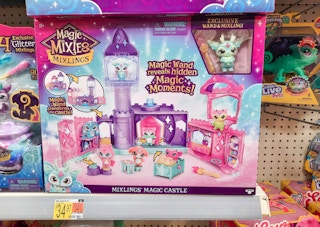 Magic Mixies Mixlings Magic Castle toy on shelf at Walmart. Price tag on shelf indicates that the price is $34.97.